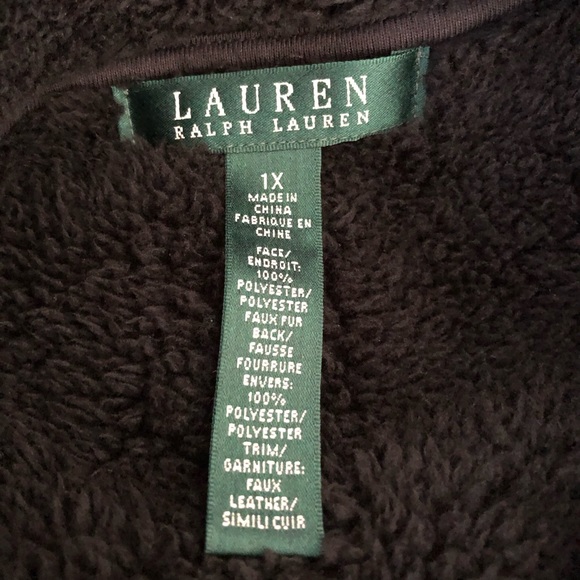 RALPH LAUREN Faux Shearling Moto Jacket 1X Plus - Picture 6 of 6